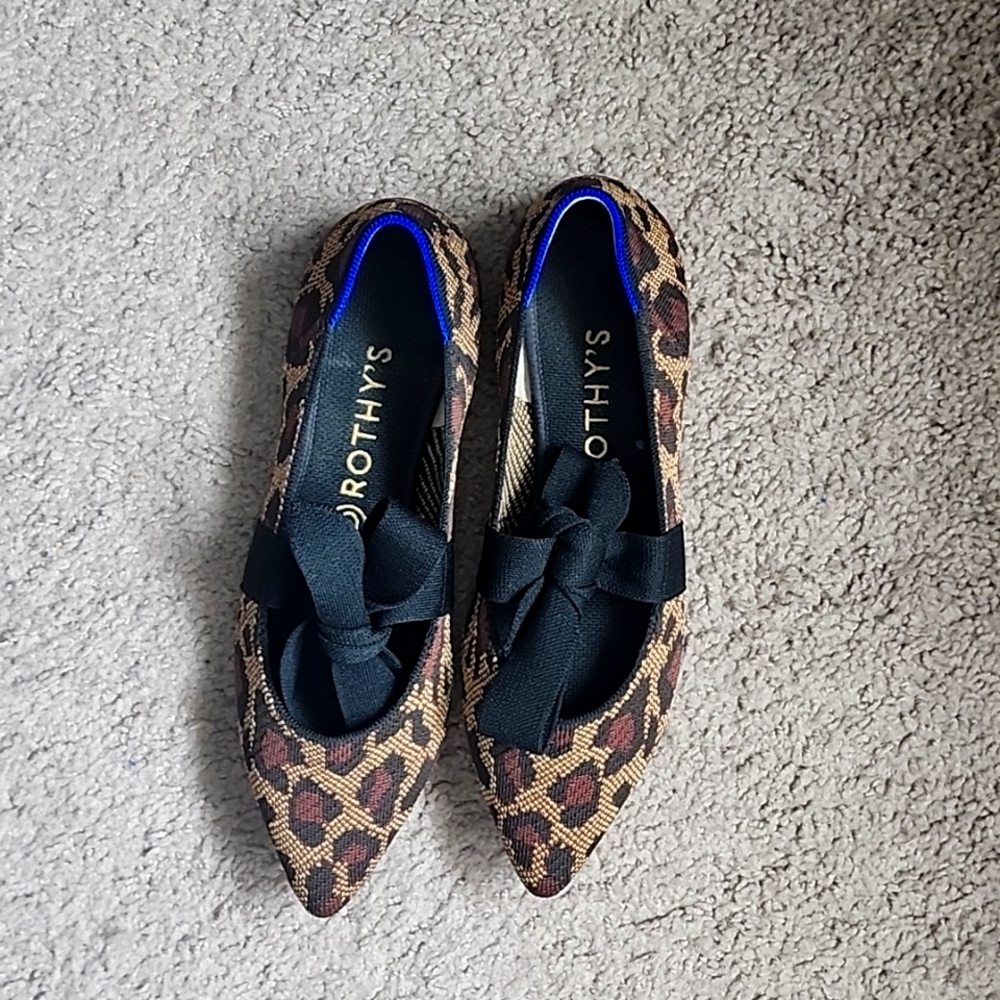 Rothys Leopard Bow Flats, sz 9